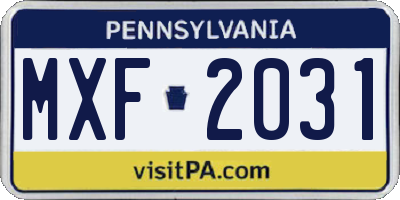 PA license plate MXF2031