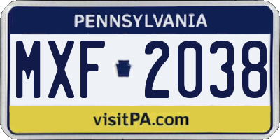 PA license plate MXF2038