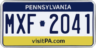 PA license plate MXF2041