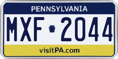PA license plate MXF2044