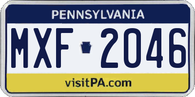 PA license plate MXF2046