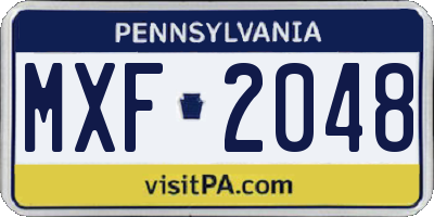 PA license plate MXF2048