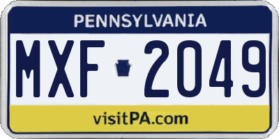 PA license plate MXF2049
