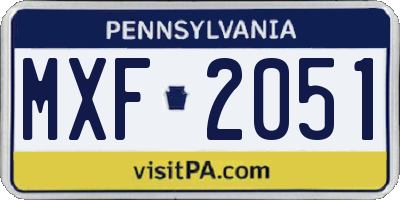 PA license plate MXF2051