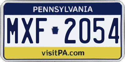 PA license plate MXF2054