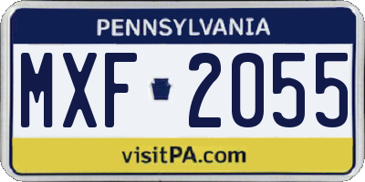 PA license plate MXF2055