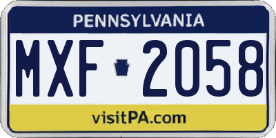 PA license plate MXF2058