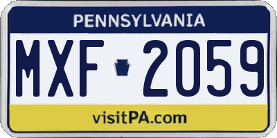 PA license plate MXF2059