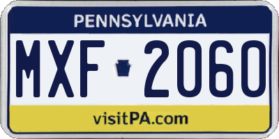 PA license plate MXF2060