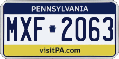 PA license plate MXF2063