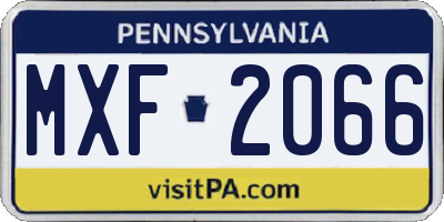 PA license plate MXF2066