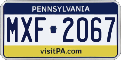 PA license plate MXF2067