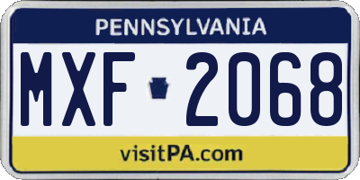 PA license plate MXF2068