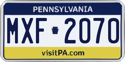 PA license plate MXF2070