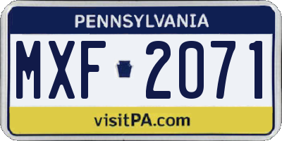 PA license plate MXF2071