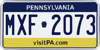 PA license plate MXF2073