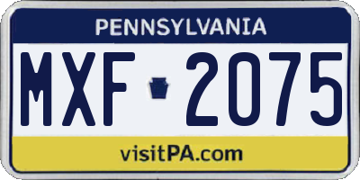 PA license plate MXF2075