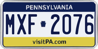 PA license plate MXF2076