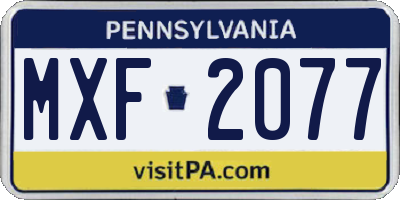 PA license plate MXF2077