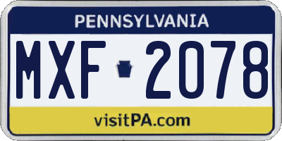 PA license plate MXF2078