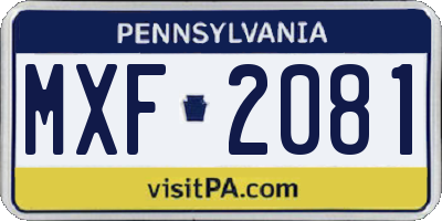 PA license plate MXF2081