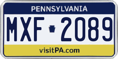 PA license plate MXF2089