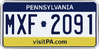 PA license plate MXF2091