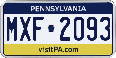 PA license plate MXF2093
