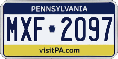 PA license plate MXF2097