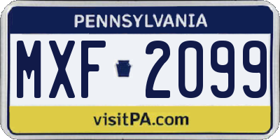 PA license plate MXF2099