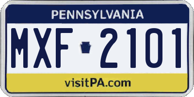 PA license plate MXF2101