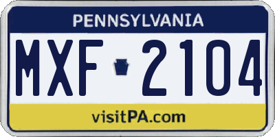 PA license plate MXF2104