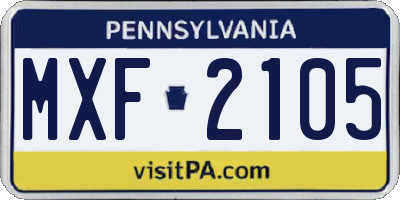 PA license plate MXF2105