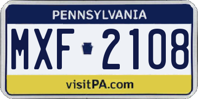PA license plate MXF2108