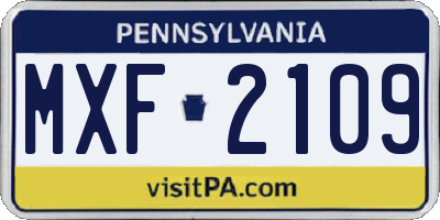 PA license plate MXF2109