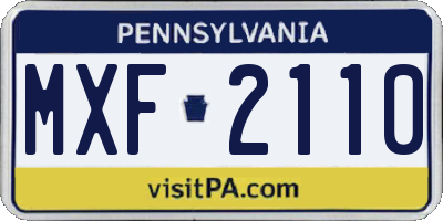 PA license plate MXF2110