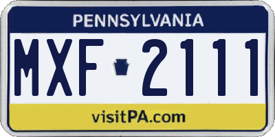 PA license plate MXF2111