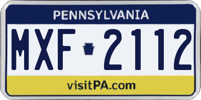 PA license plate MXF2112