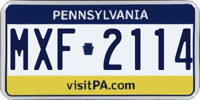 PA license plate MXF2114