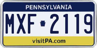 PA license plate MXF2119