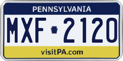 PA license plate MXF2120
