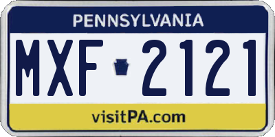 PA license plate MXF2121