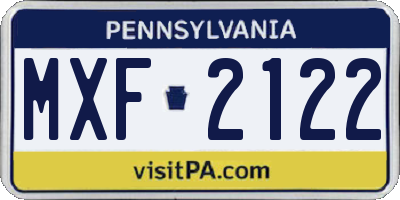 PA license plate MXF2122