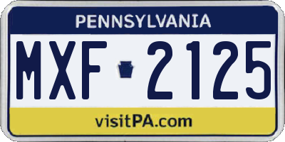 PA license plate MXF2125