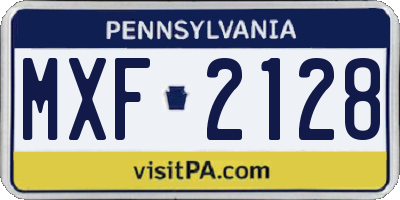 PA license plate MXF2128