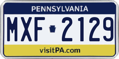 PA license plate MXF2129