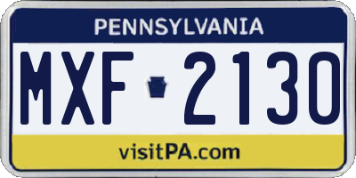 PA license plate MXF2130