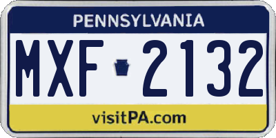 PA license plate MXF2132