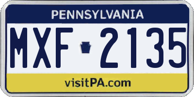 PA license plate MXF2135