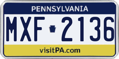 PA license plate MXF2136